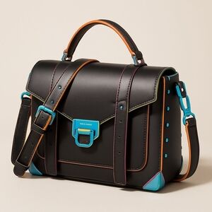 Michael Kors Manhattan Medium Contrast-Trim Leather Satchel – NWT - Retail $678